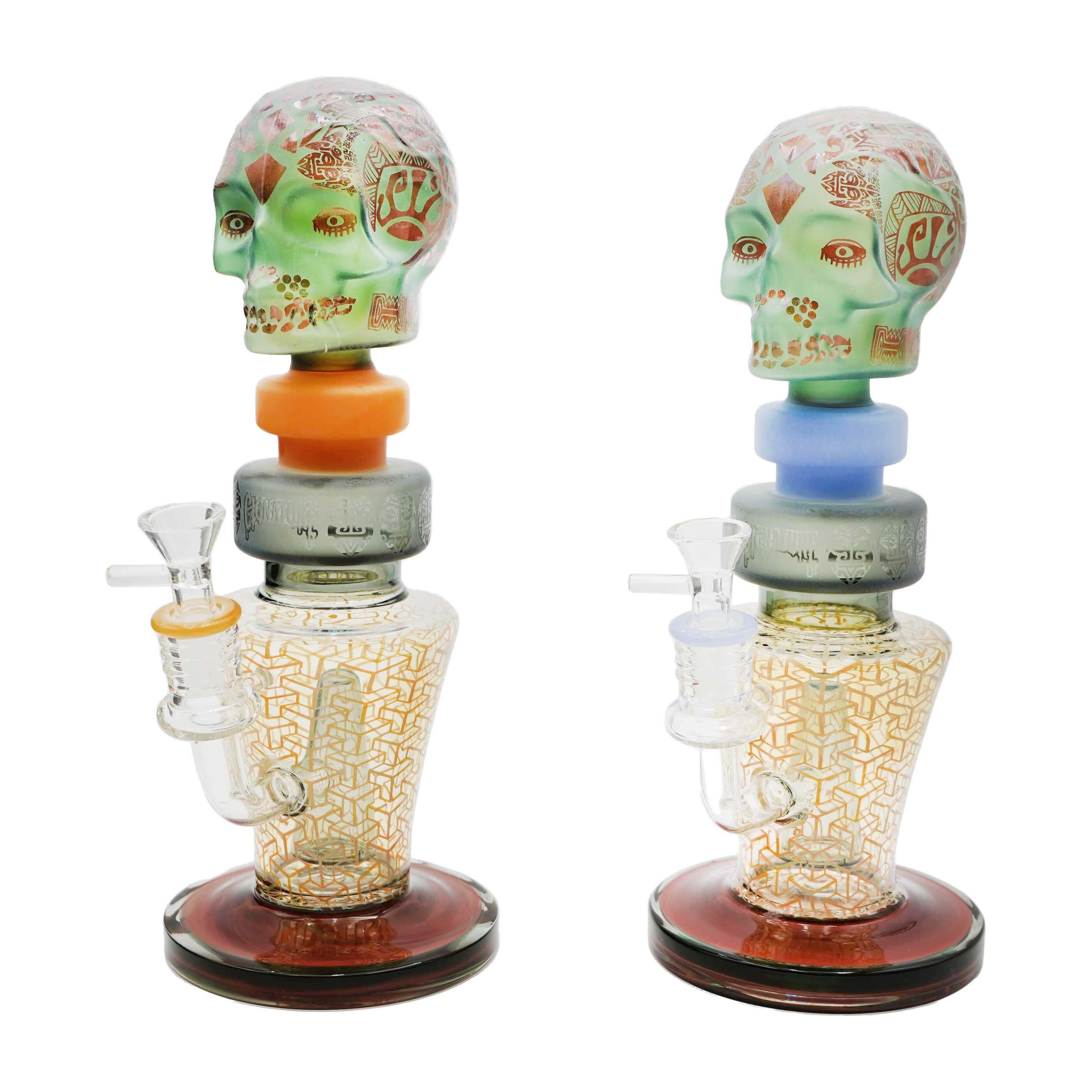 Cignature Hieroglyph Design Dome Perc Waterpipe (H4219) | 10 inch | Assorted Colors product image